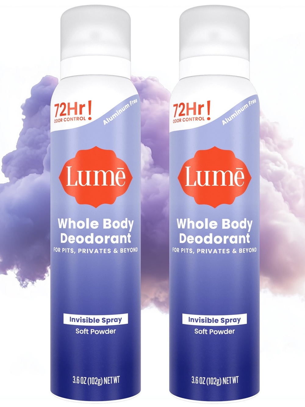 LUME Whole Body Deodorant Spray — Soft Powder (2 pack)